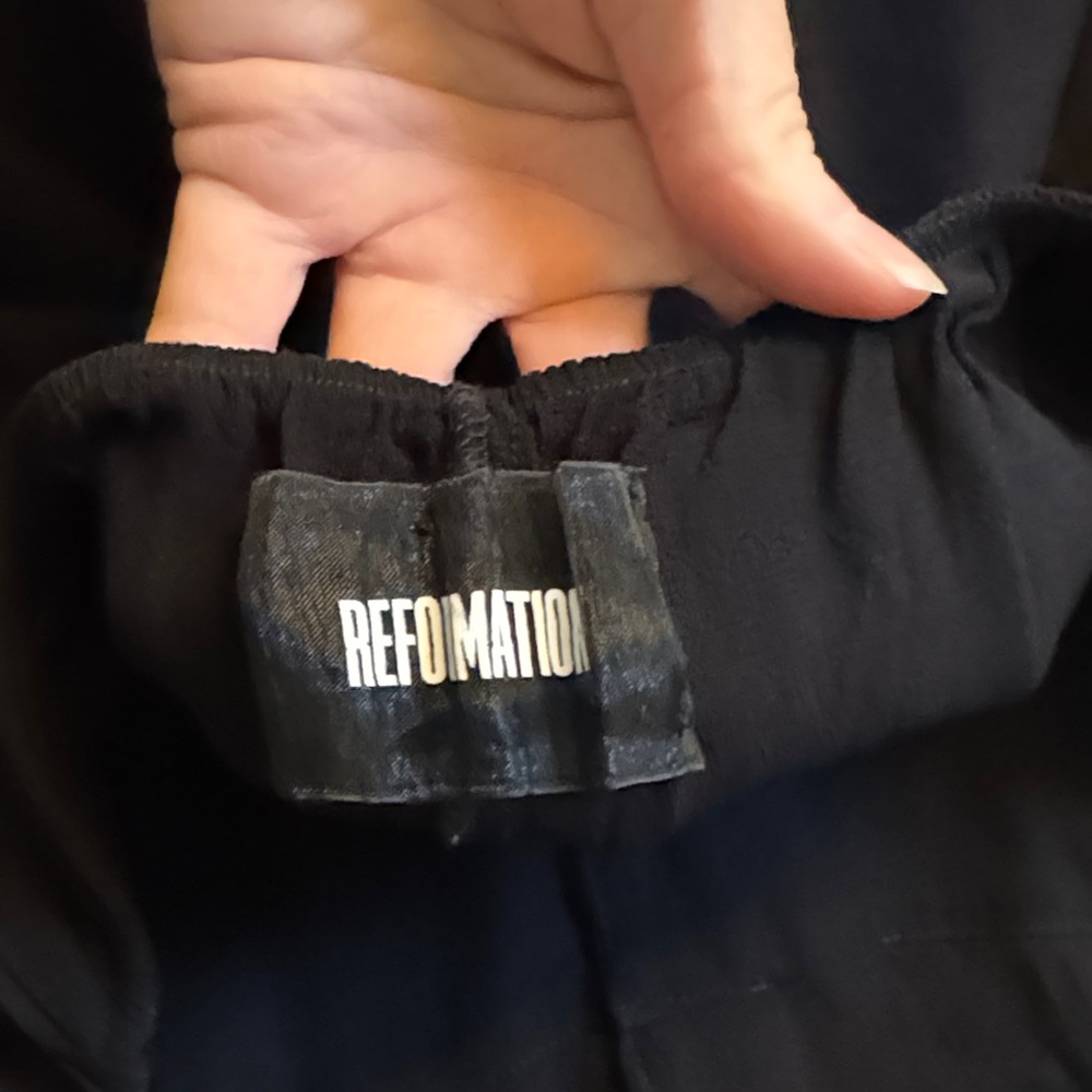 Reformation Black Backless Button-Down Dress with… - image 7